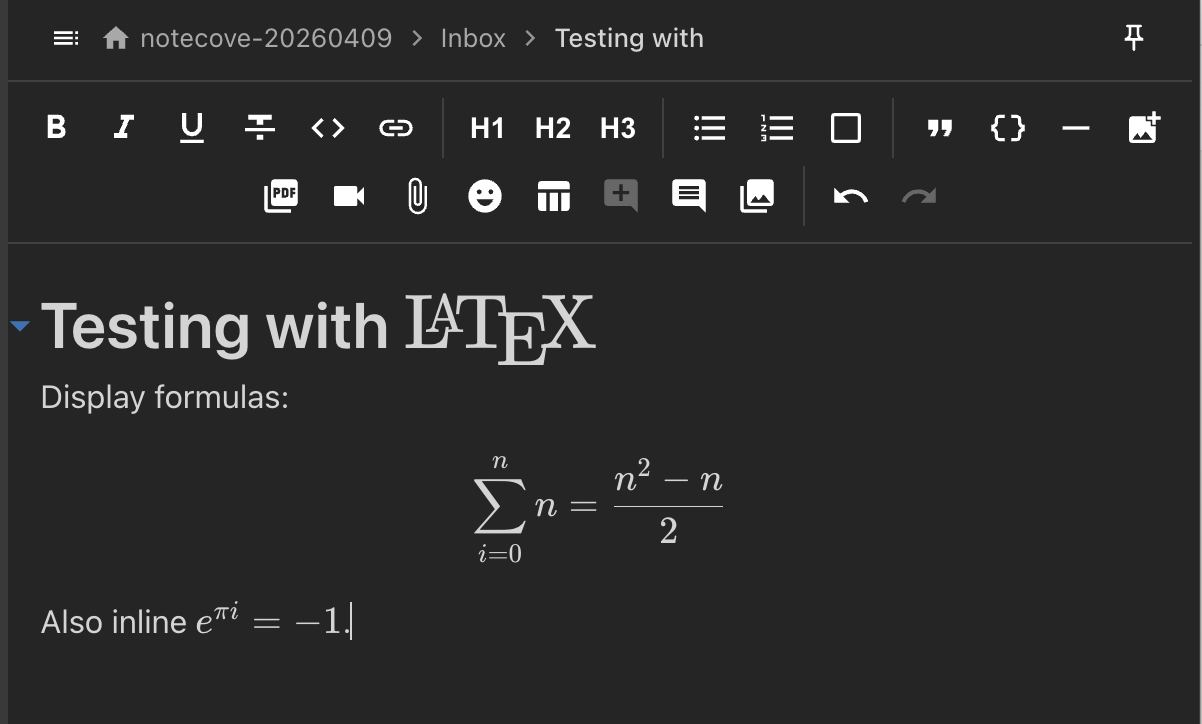 LaTeX math rendering