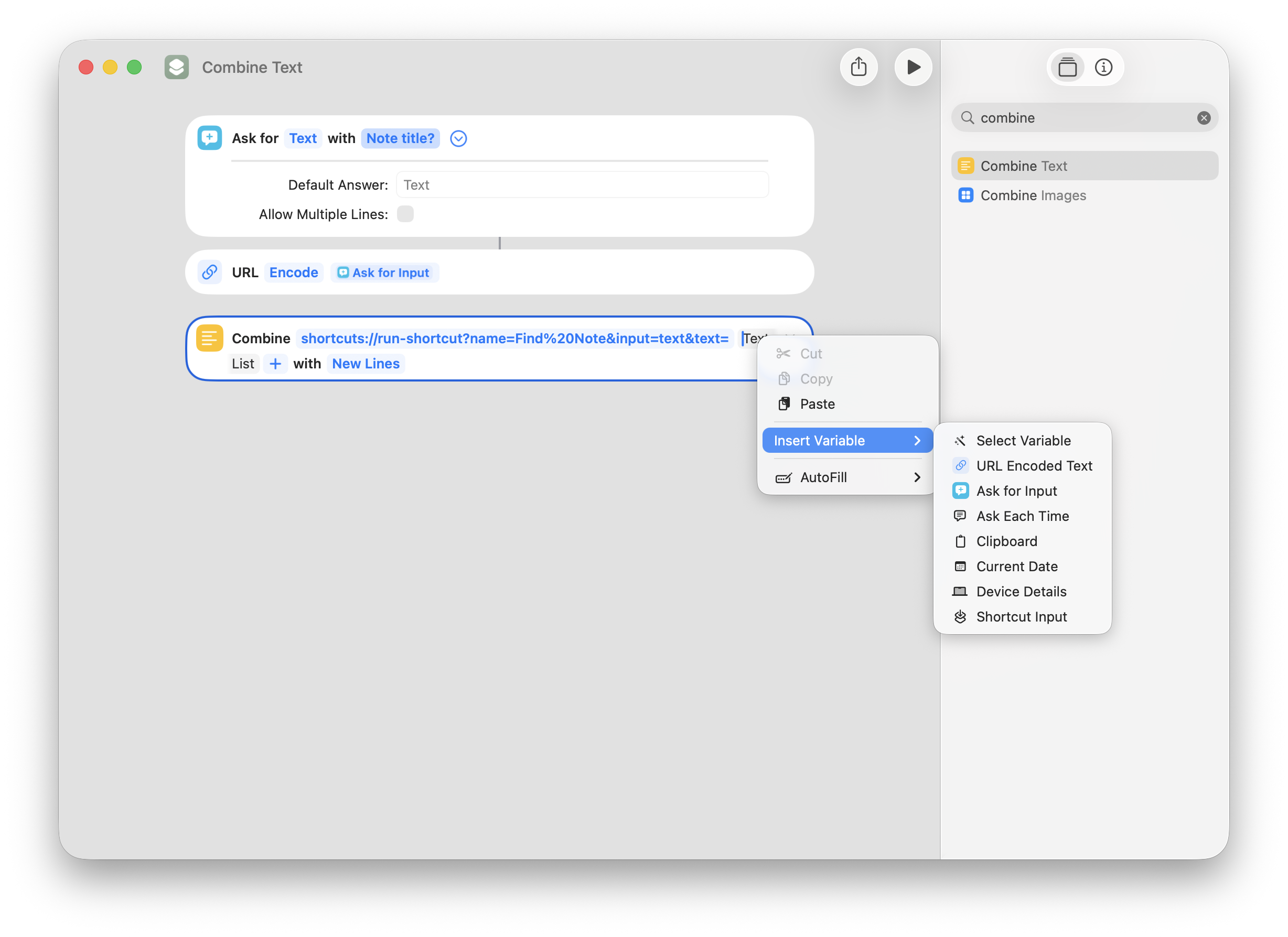 Combine Text action with URL prefix