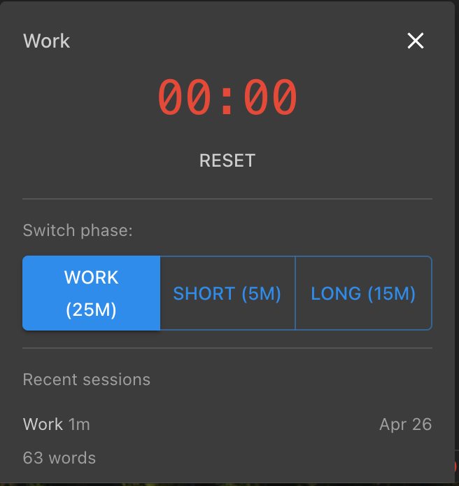 Pomodoro timer widget